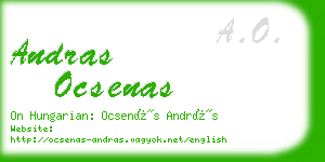 andras ocsenas business card